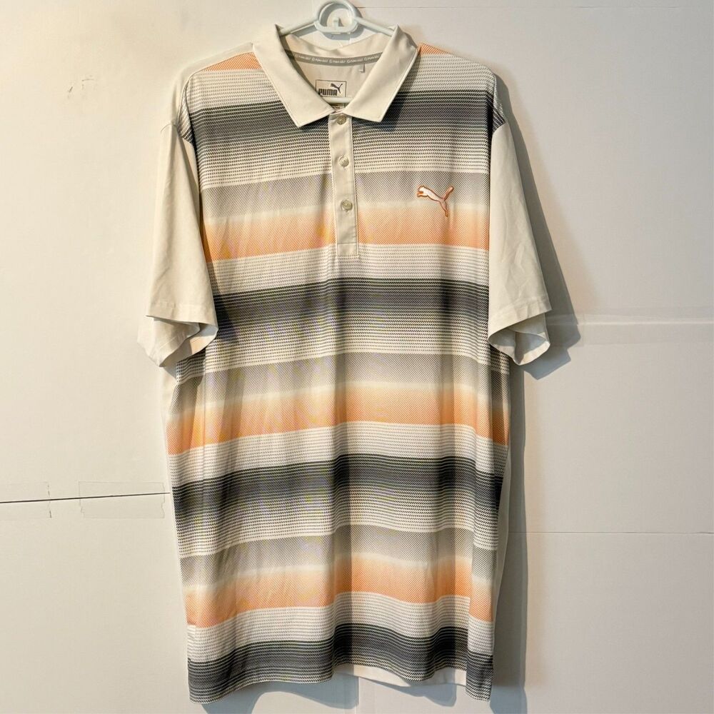 Puma Mens Cell Dry Polo Shirt Size XL Multicolor Striped Golf Performance